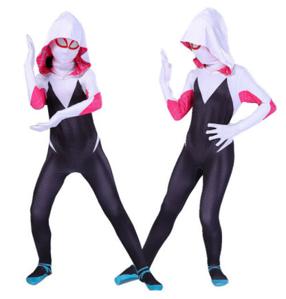 Girls Ghost Spider Stacy Gwen Cosplay Halloween Costume Jumpsuit Masquerade White Black Stacy White Black Stacy 7-8 Years