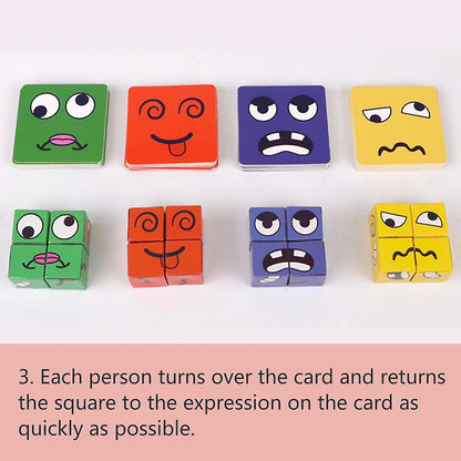 Expression Puzzle Building Blocks Face Changing Building Blocks Matching Game Logical Thinking Training Toy With Bell