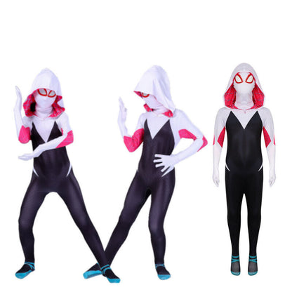 Girls Ghost Spider Stacy Gwen Cosplay Halloween Costume Jumpsuit Masquerade Purple Stacy Purple Stacy 5-6 Years