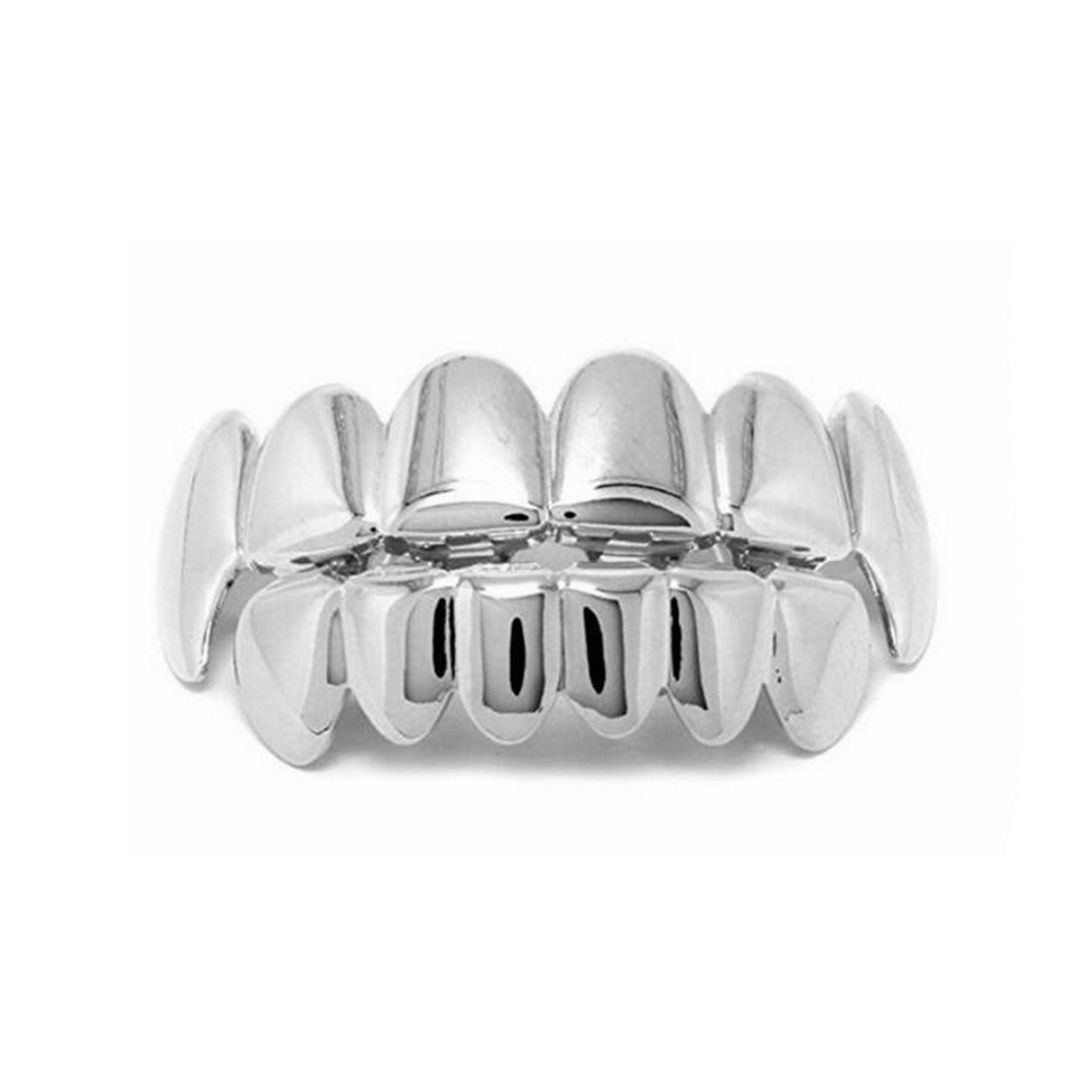 2-pack Silver Grillz for Teeth - Hip Hop Bling Jewelry, Compatible with A$AP silver