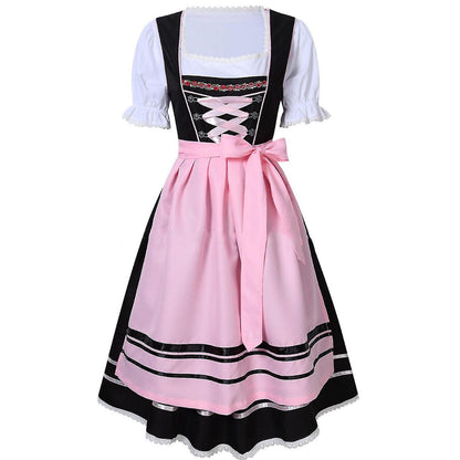 German Oktoberfest Costume for Women - Traditional Bavarian Beer Carnival Fraulein Cosplay Maid Costume - Black - Perfect Black XXL