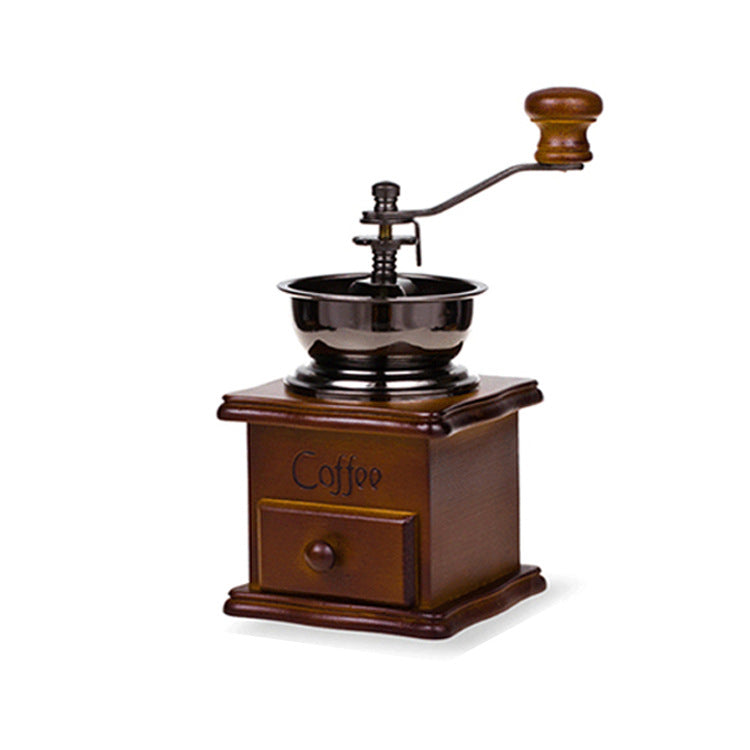 Wooden Coffee Grinder Vintage Antique Ceramic Hand Cranked Coffee Grinder with Retro Style Wooden Coffee Grinder-tfrf