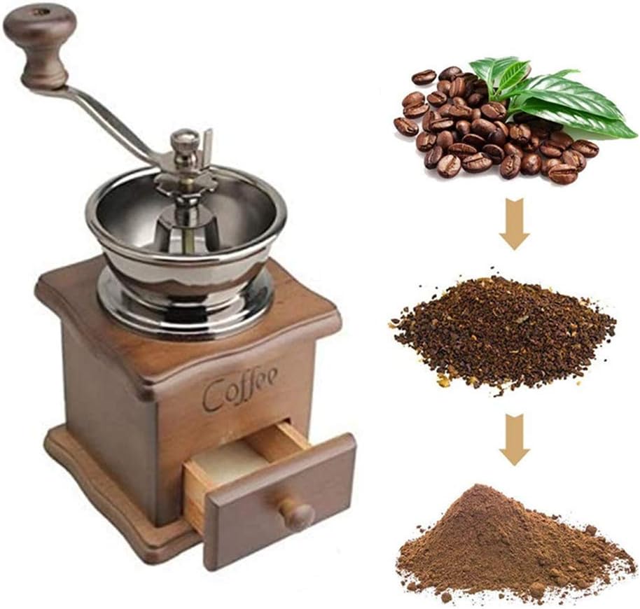 Wooden Coffee Grinder Vintage Antique Ceramic Hand Cranked Coffee Grinder with Retro Style Wooden Coffee Grinder-tfrf