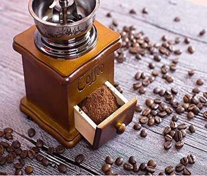 Wooden Coffee Grinder Vintage Antique Ceramic Hand Cranked Coffee Grinder with Retro Style Wooden Coffee Grinder-tfrf