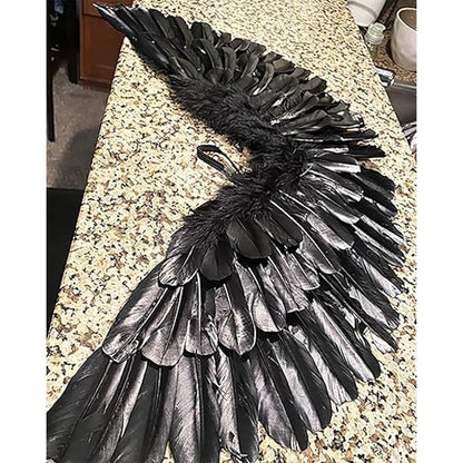 Black wings and halo devil wings for kids black wing feather wings for Halloween