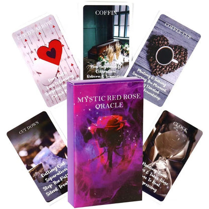 53 Cards Mystic Red Rose Oracle Card Deck 10.3*6cm A Situational Deck Tarot Cards Twin Flame Oracle Cards Love Keywords B- Perf