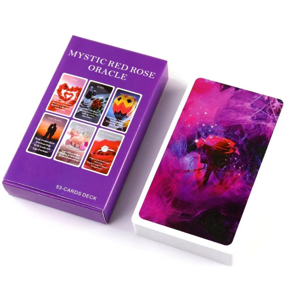 53 Cards Mystic Red Rose Oracle Card Deck 10.3*6cm A Situational Deck Tarot Cards Twin Flame Oracle Cards Love Keywords B- Perf