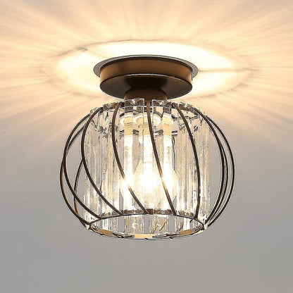 Modern Crystal Ceiling Light E27 LED Ceiling Lamp Mini Crystal Chandelier for Kitchen Dining Room Bedroom Hallway Entrance (Black)HYD