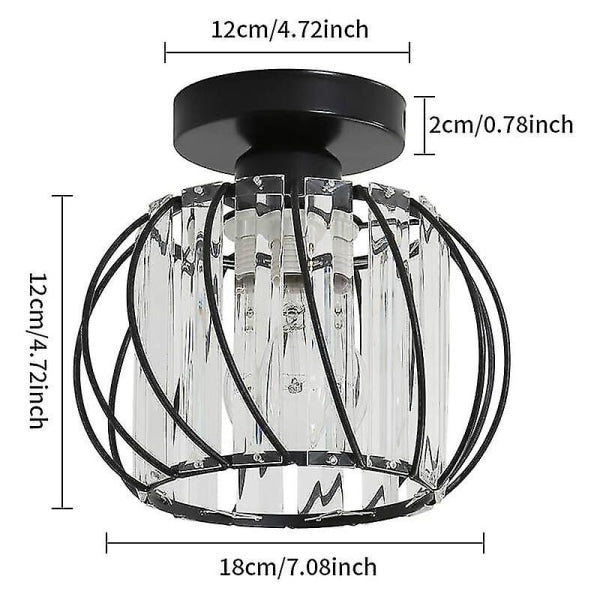 Modern Crystal Ceiling Light E27 LED Ceiling Lamp Mini Crystal Chandelier for Kitchen Dining Room Bedroom Hallway Entrance (Black)HYD