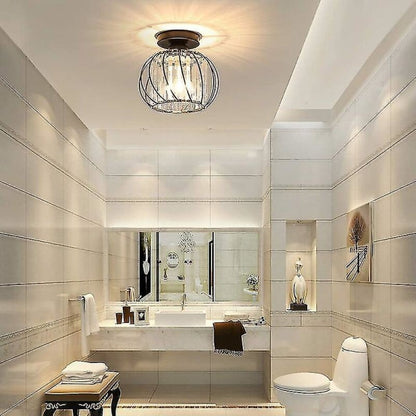 Modern Crystal Ceiling Light E27 LED Ceiling Lamp Mini Crystal Chandelier for Kitchen Dining Room Bedroom Hallway Entrance (Black)HYD