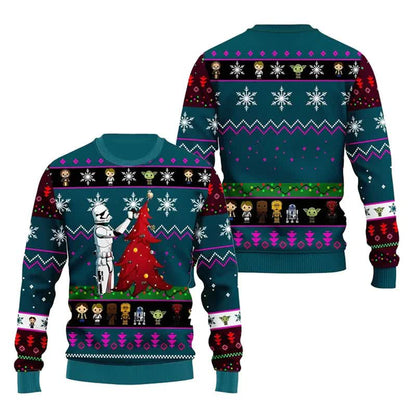 Santa Darth Vader Christmas Sweater Ugly Star Wars The Mandalorian Men's Sweater Autumn Winter Women's Sweater style 4 style 4 L