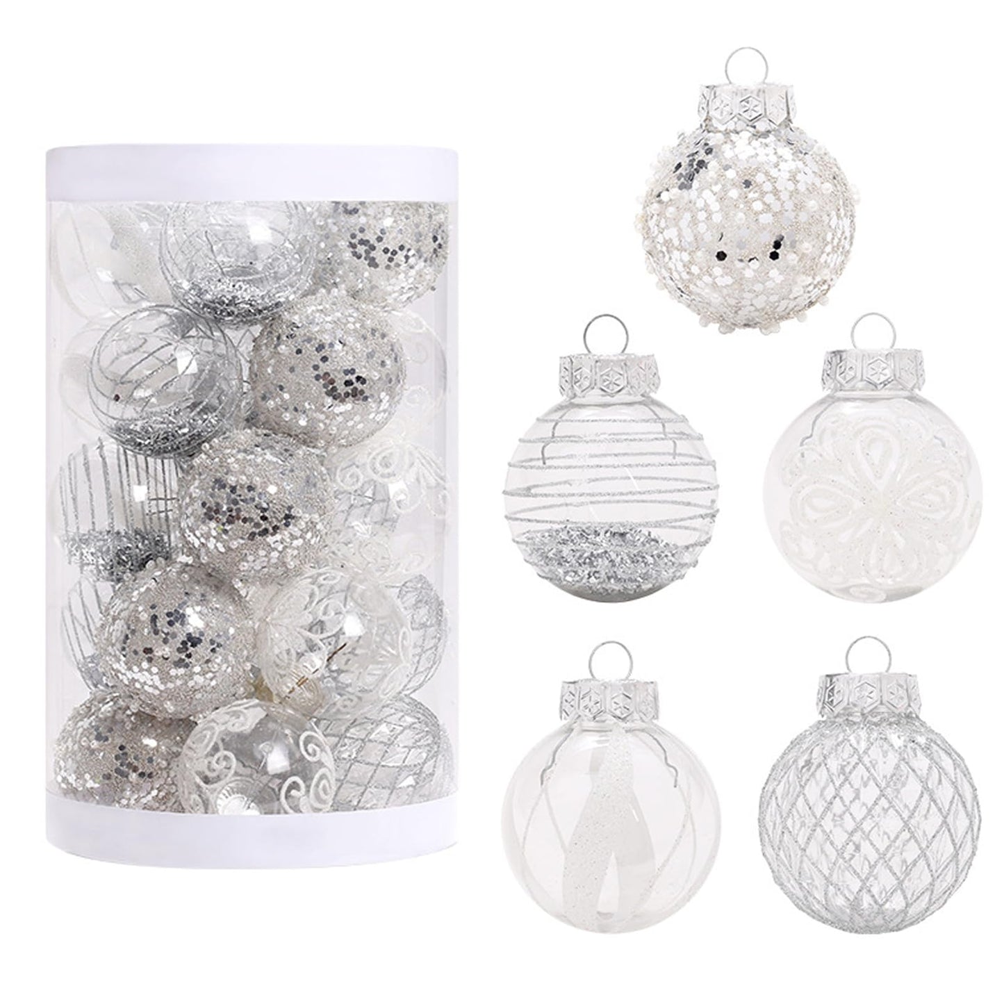 Set of 25 white Christmas tree balls - Christmas tree decoration -—max