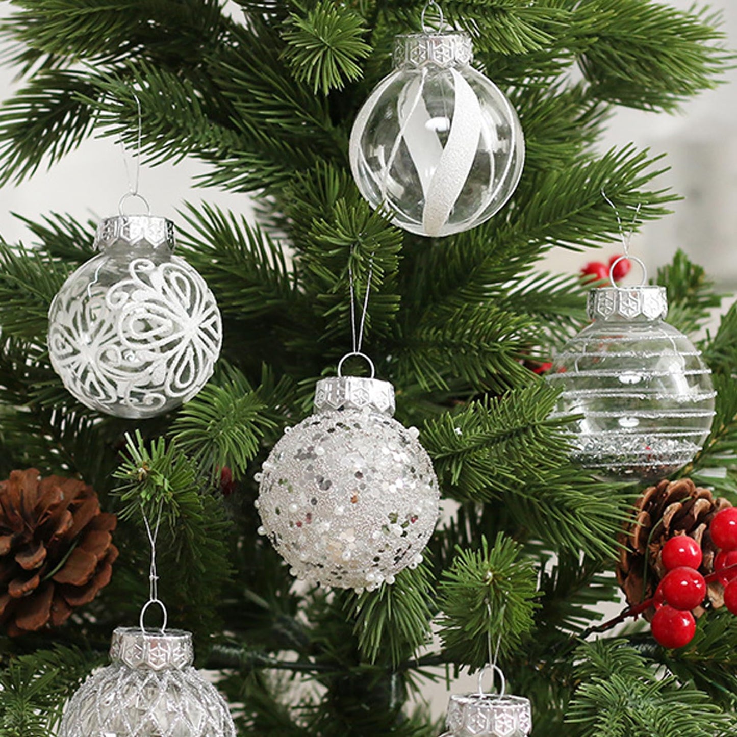 Set of 25 white Christmas tree balls - Christmas tree decoration -—max