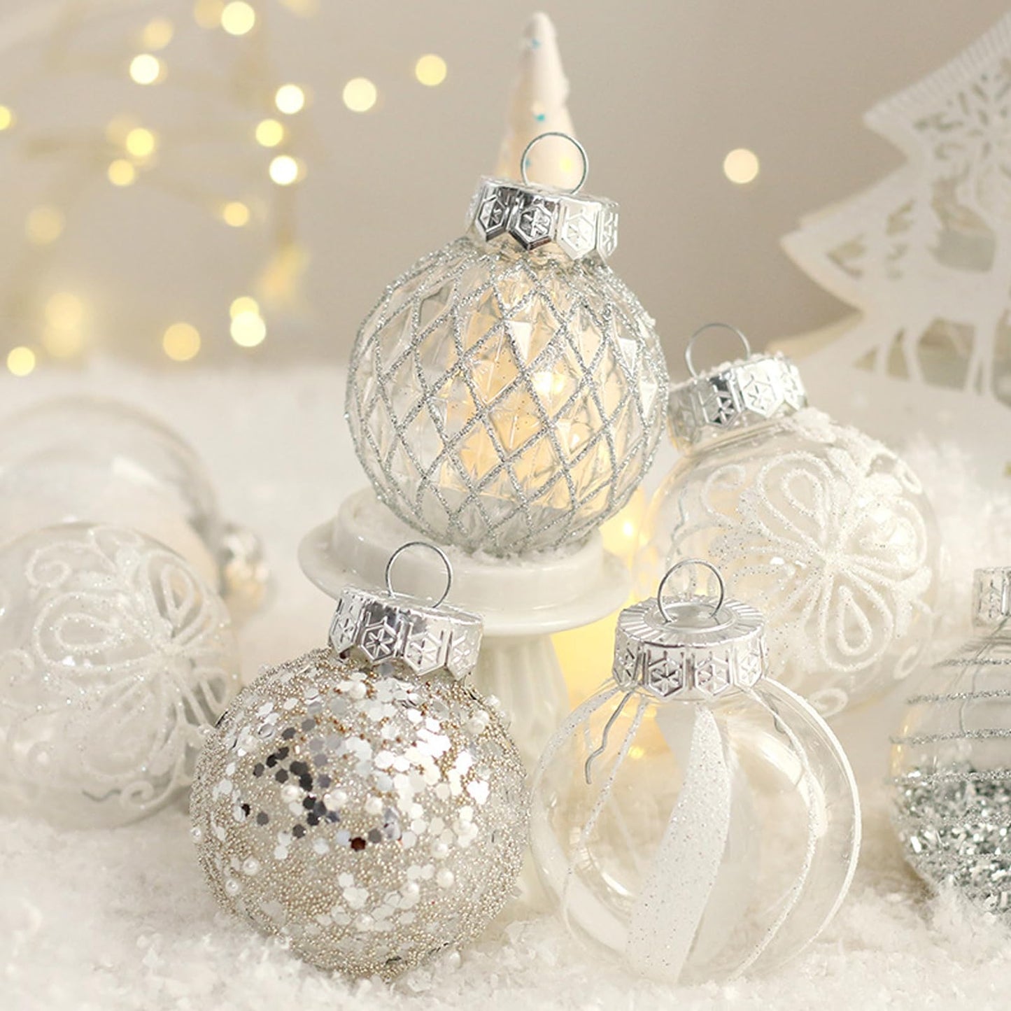 Set of 25 white Christmas tree balls - Christmas tree decoration -—max