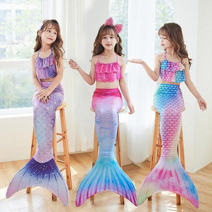 Halloween Deals Mermaid Swimsuit Monofin Mermaid Fins Kids Mermaids Package A (3 pcs Package Pack A (3 pcs) L (7-9 \u00e5r)