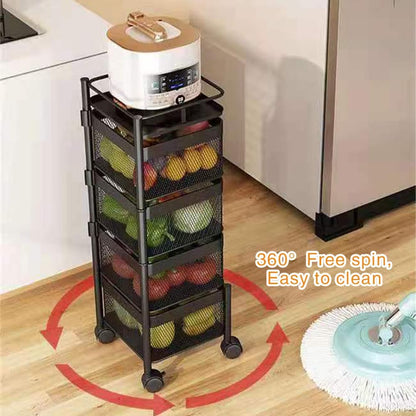 CARLA HOME Metal 5-Tier Rolling Vegetable and Fruit Basket Cart Stand for Kitchen & Storage