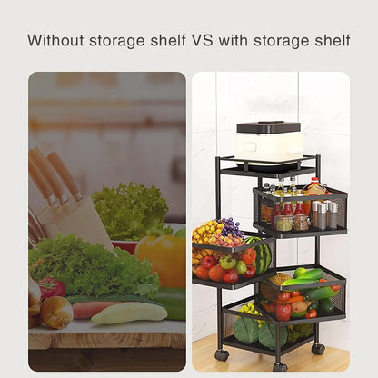 CARLA HOME Metal 5-Tier Rolling Vegetable and Fruit Basket Cart Stand for Kitchen & Storage