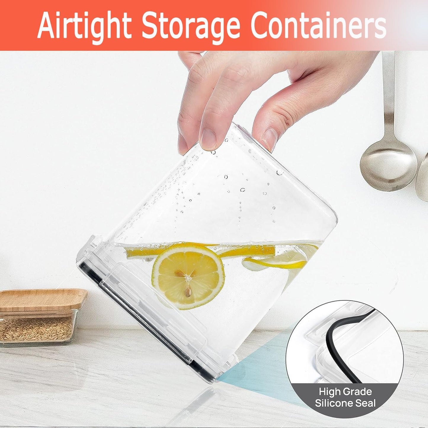 CARLA HOME 8 Piece Airtight Food Storage Containers Set with Lids & Labels for Kitchen Storage