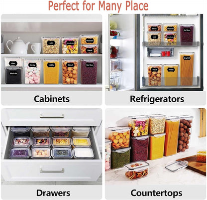 CARLA HOME 8 Piece Airtight Food Storage Containers Set with Lids & Labels for Kitchen Storage