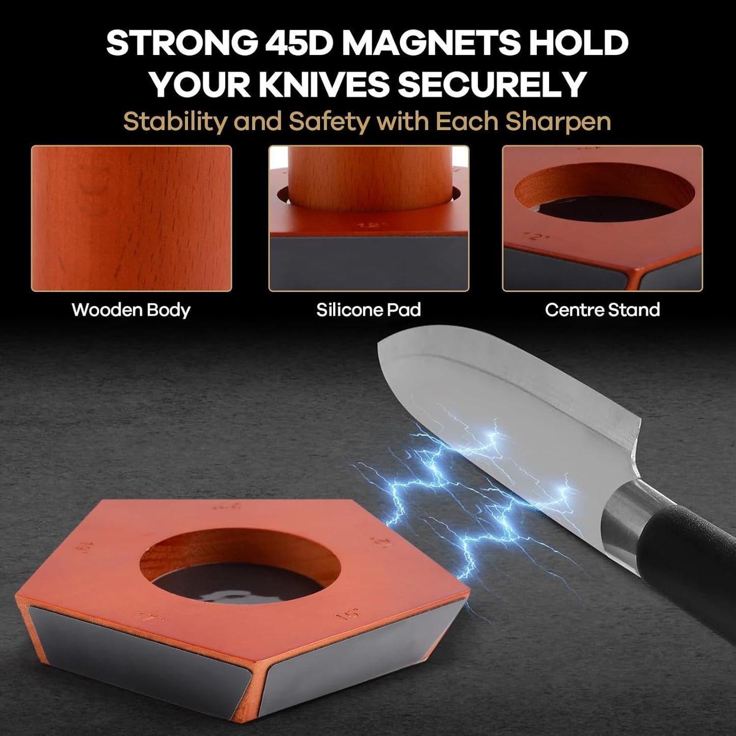 CARLA HOME Rolling Knife Sharpener Kit with 5 Magnetic Angles (12°/15°/17°/19°/22°) for Chef & Home Kitchen Use