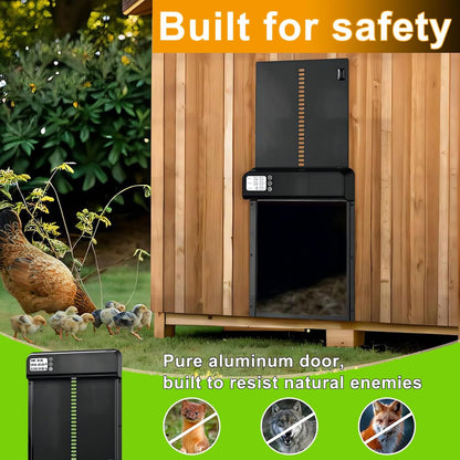 CARLA HOME Automatic Chicken Coop Door with Timer & LCD Screen, Anti-Pinch Safety, Easy Battery Operation & Weatherproof for Outdoor Coops