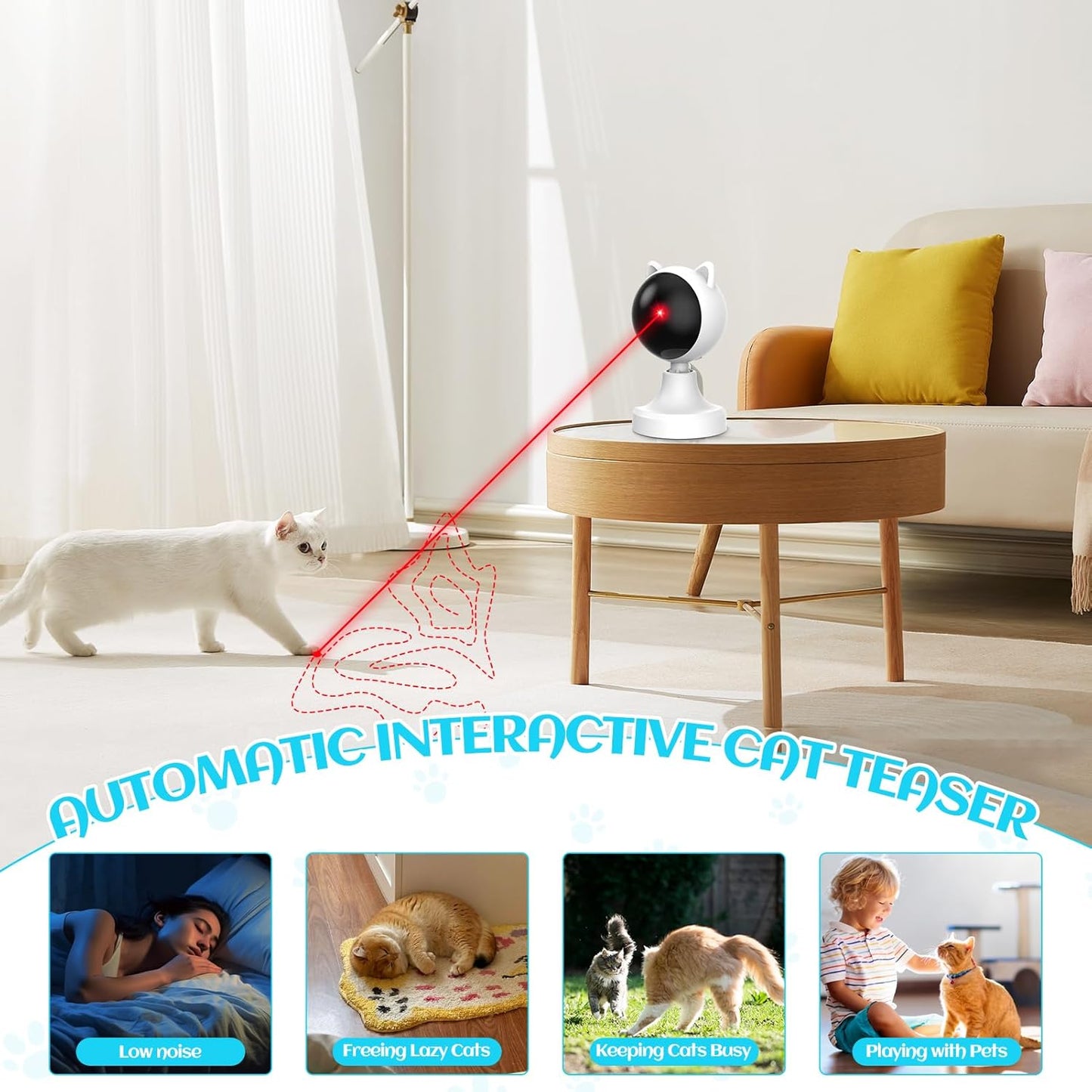 CARLA HOME Interactive Laser Toy for Cats with Adjustable Angle, USB Rechargeable & 2 Speed Modes
