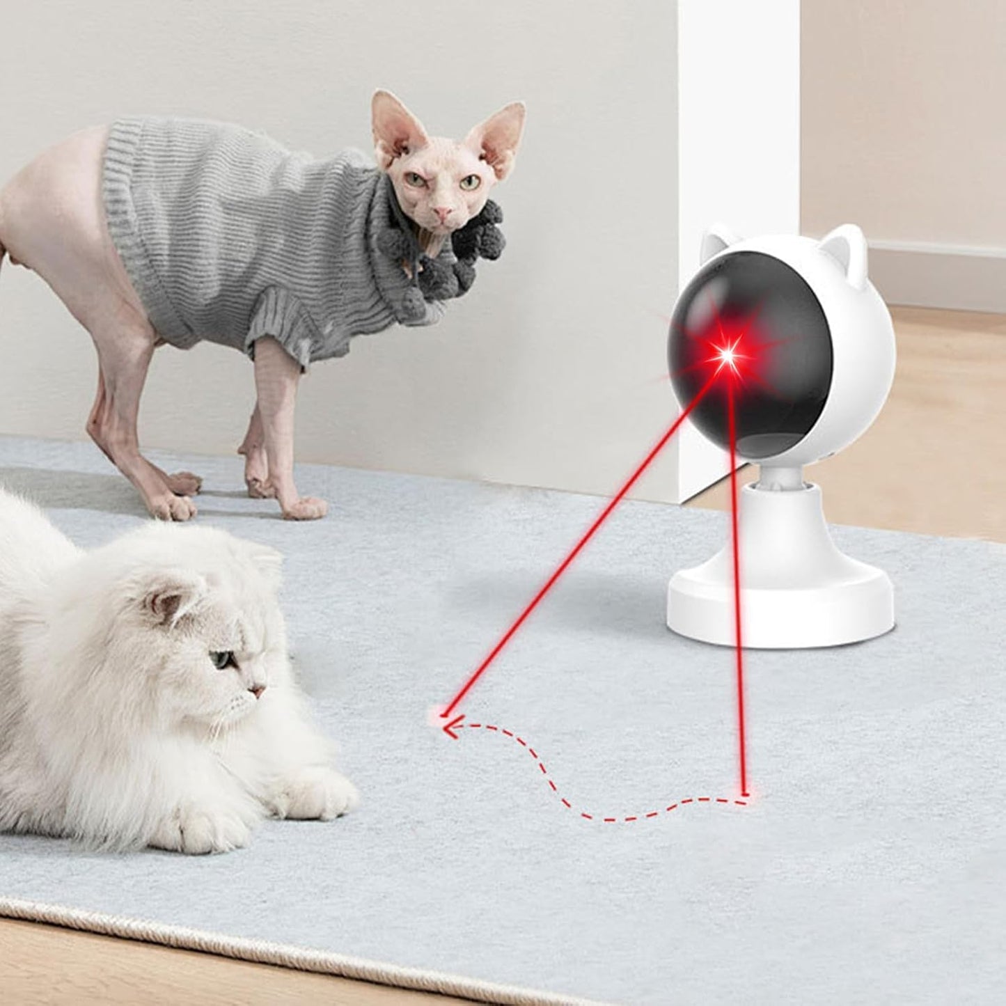 CARLA HOME Interactive Laser Toy for Cats with Adjustable Angle, USB Rechargeable & 2 Speed Modes