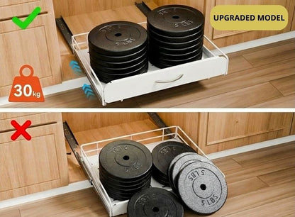 CARLA HOME Pull Out Dish Rack for Kitchen Cabinet with Slide Out Drawer Organizer for Plates, Bowls & Utensils