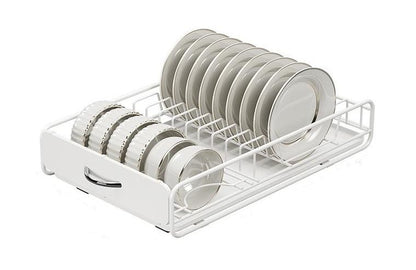 CARLA HOME Pull Out Dish Rack for Kitchen Cabinet with Slide Out Drawer Organizer for Plates, Bowls & Utensils