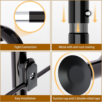 CARLA HOME 6-Tier Over the Door Organizer Heavy-Duty Metal Pantry Rack with Hanging Baskets for Home Kitchen Storage & Bathroom Door Organization (Black)