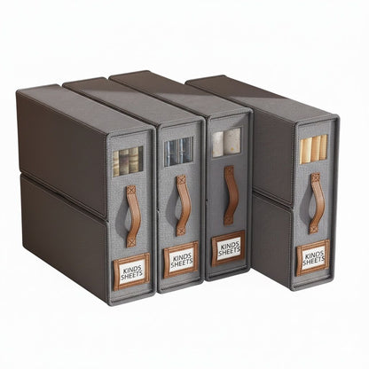 CARLA HOME Bed Sheet Organizer Set of 8 with Handle & Window for Covers, Pillowcases, Blankets, Clothes & Sheets (Grey)