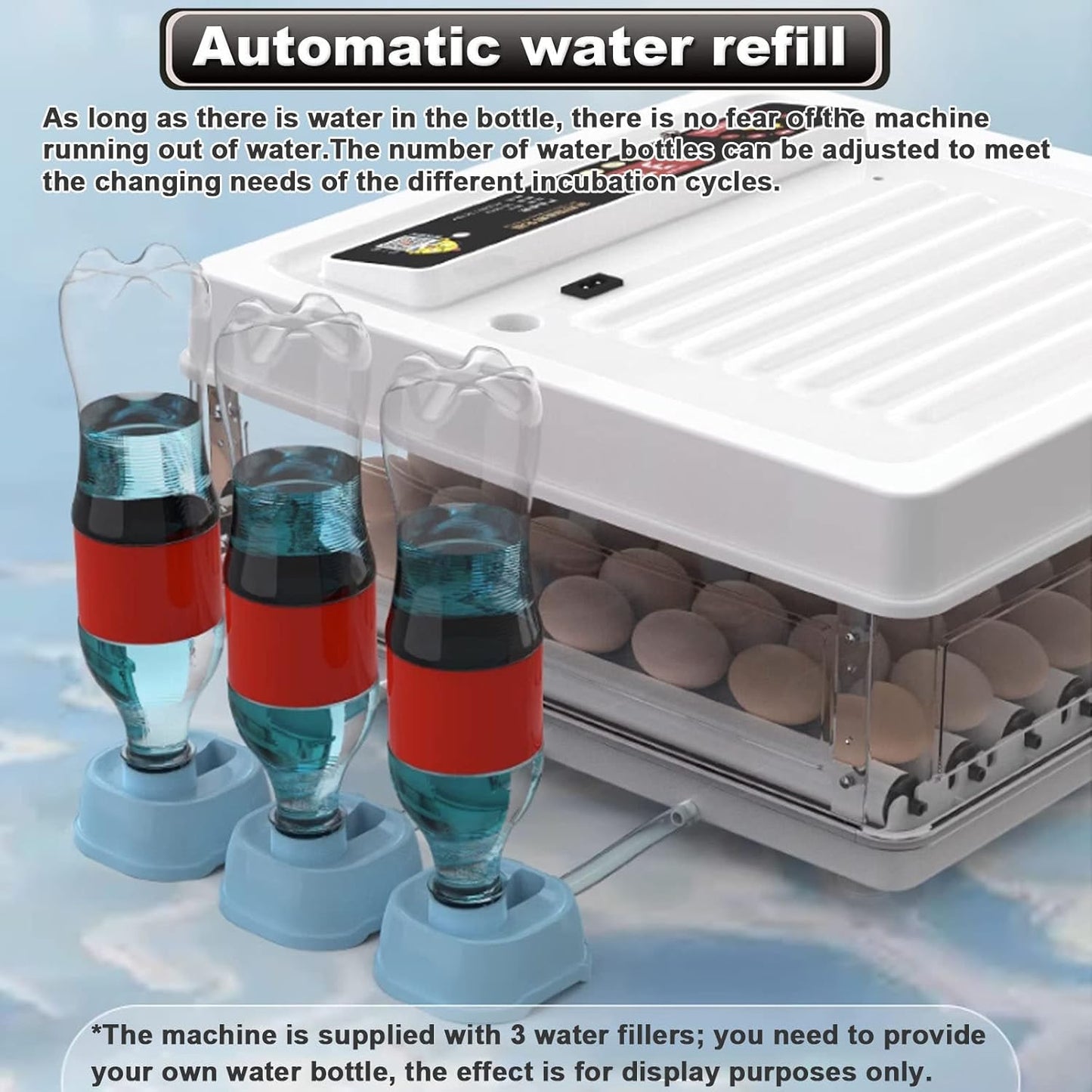 CARLA HOME 70 Egg Incubator with Automatic Turning, LED Display, Humidity & Temperature Control, Auto Water System & Built-in Egg Candler for Chicken, Duck, Quail, Goose