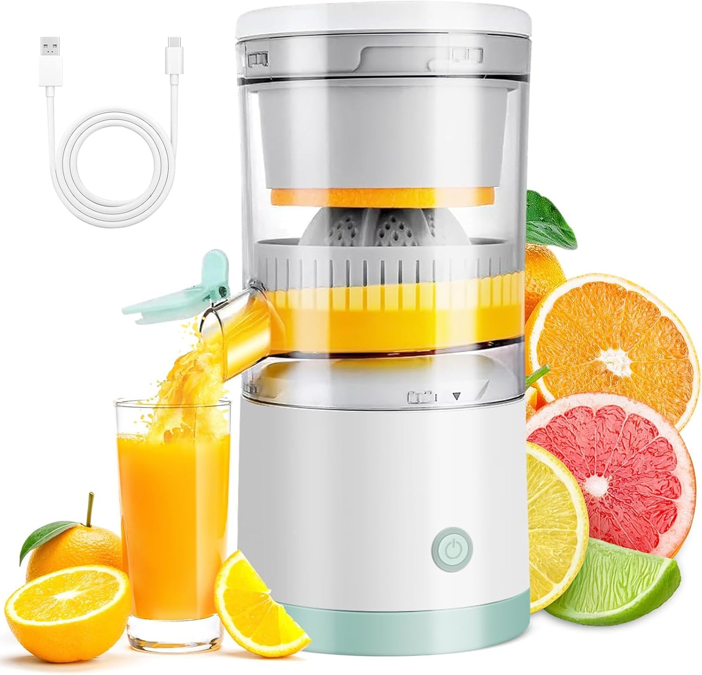 CARLA HOME Hands-Free Citrus Juicer with USB Rechargeable Electric Fruit Squeezer