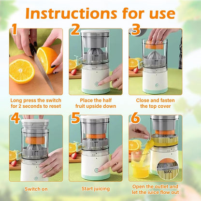 CARLA HOME Hands-Free Citrus Juicer with USB Rechargeable Electric Fruit Squeezer