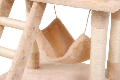 CARLA HOME 141cm Cat Tree Tower for Indoor Cats with Plush Perch, Ladder, Sisal Scratching Posts, Hammock & Condo for Kittens & Adult Cats (Beige)