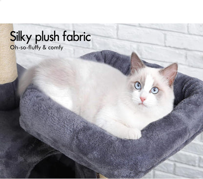 CARLA HOME 180cm Cat Tree Tower for Indoor Cats with Plush Perches, Dual Condos, Natural Sisal Scratching Posts & Ramps for Kittens & Adult Cats (Grey)