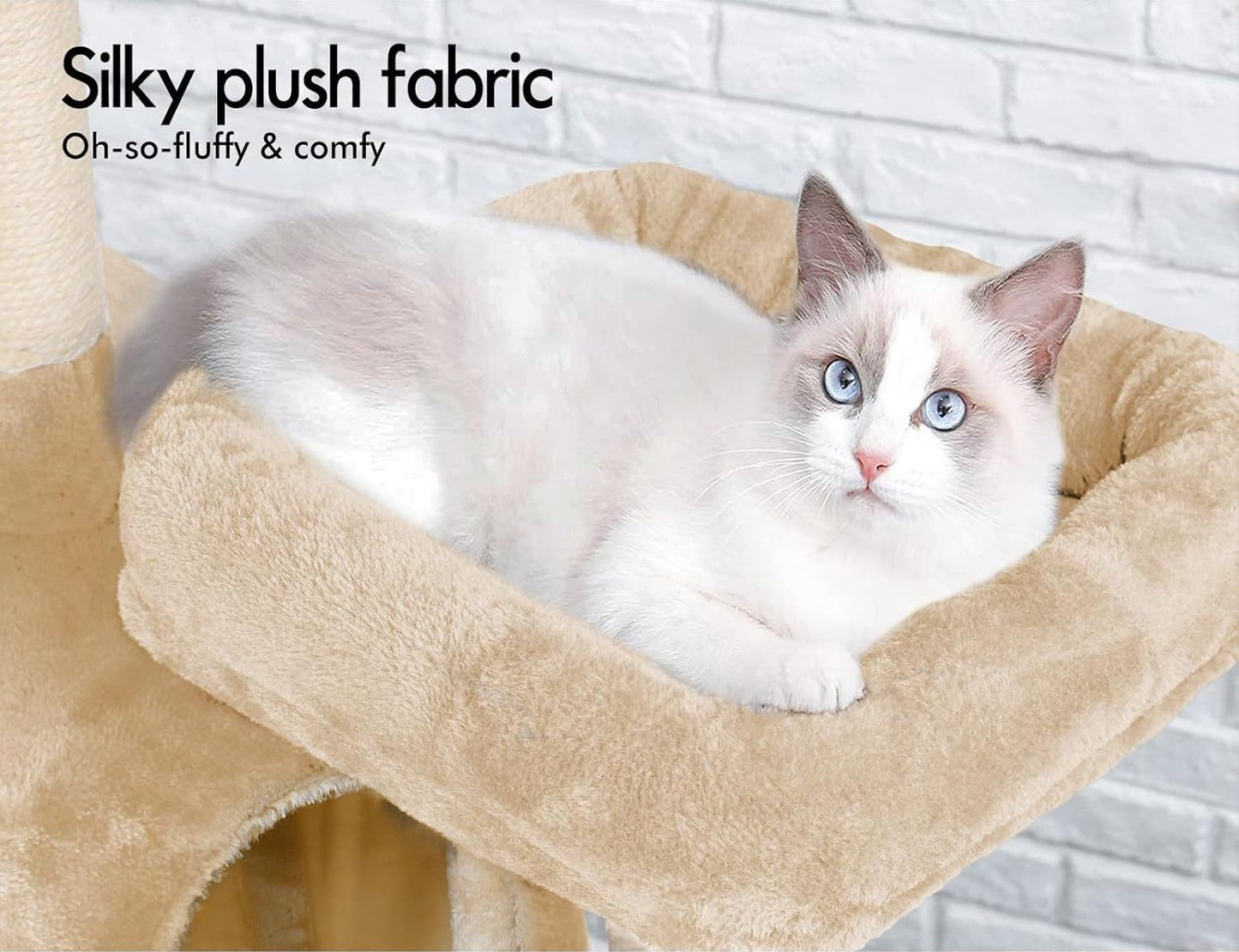 CARLA HOME 180cm Cat Tree Tower for Indoor Cats with Plush Perches, Dual Condos, Natural Sisal Scratching Posts & Ramps for Kittens & Adult Cats (Beige)