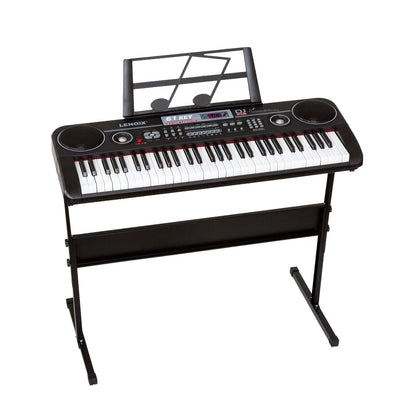 61-Key Electronic Learning Piano Keyboard, Light-Up Keys, LCD Display, with Music Stand Holder