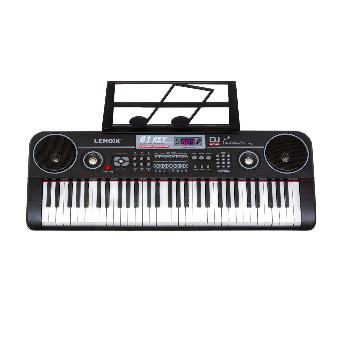 61-Key Electronic Learning Piano Keyboard, Light-Up Keys, LCD Display, with Music Stand Holder