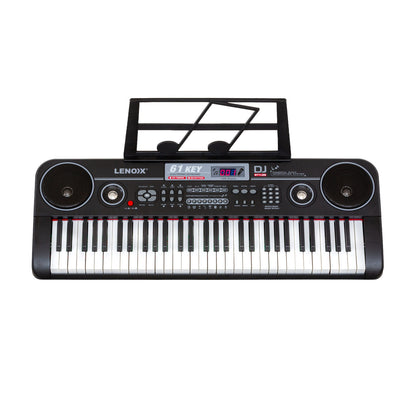 61-Key Electronic Learning Piano Keyboard, Light-Up Keys, LCD Display, with Music Stand Holder