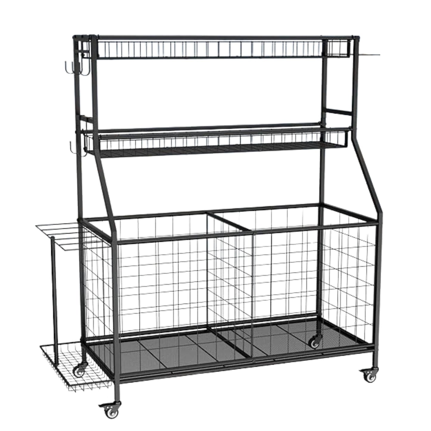 Social Hike Sports Equipment Storage Organiser with Side Rack Garage Trolley