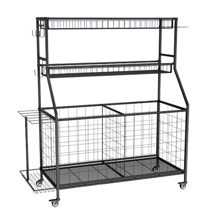 Social Hike Sports Equipment Storage Organiser with Side Rack Garage Trolley