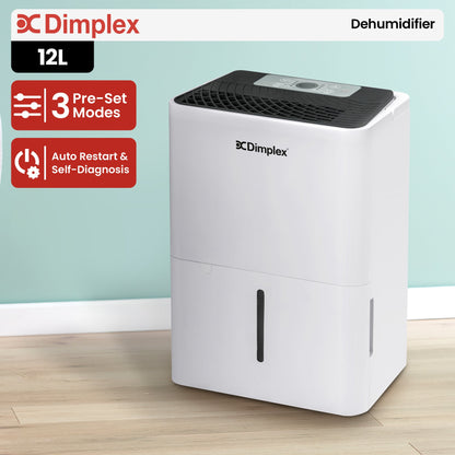 Dimplex Portable 12L Dehumidifier in Black and White