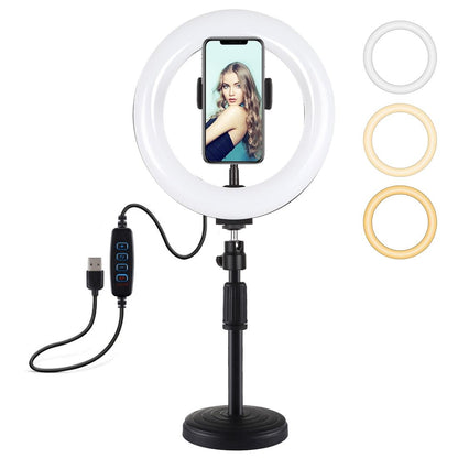 7.9 Led Ring Light With Usb 3 Modes Dual Colour Phone Clamp