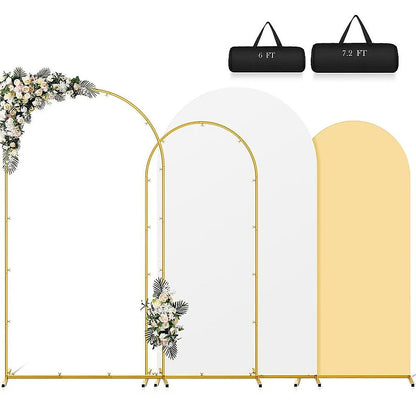 Arch Backdrop Stand with White & Yellow Cover Set for Weddings Events