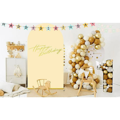 Arch Backdrop Stand with White & Yellow Cover Set for Weddings Events