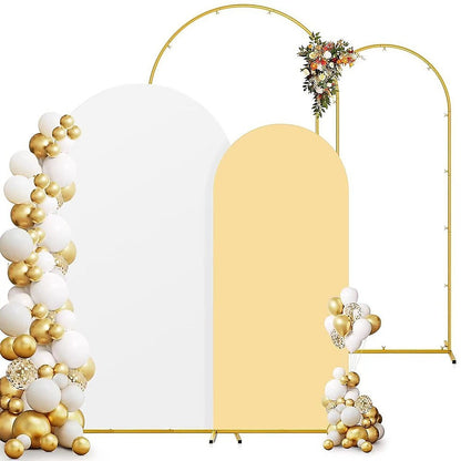 Arch Backdrop Stand with White & Yellow Cover Set for Weddings Events