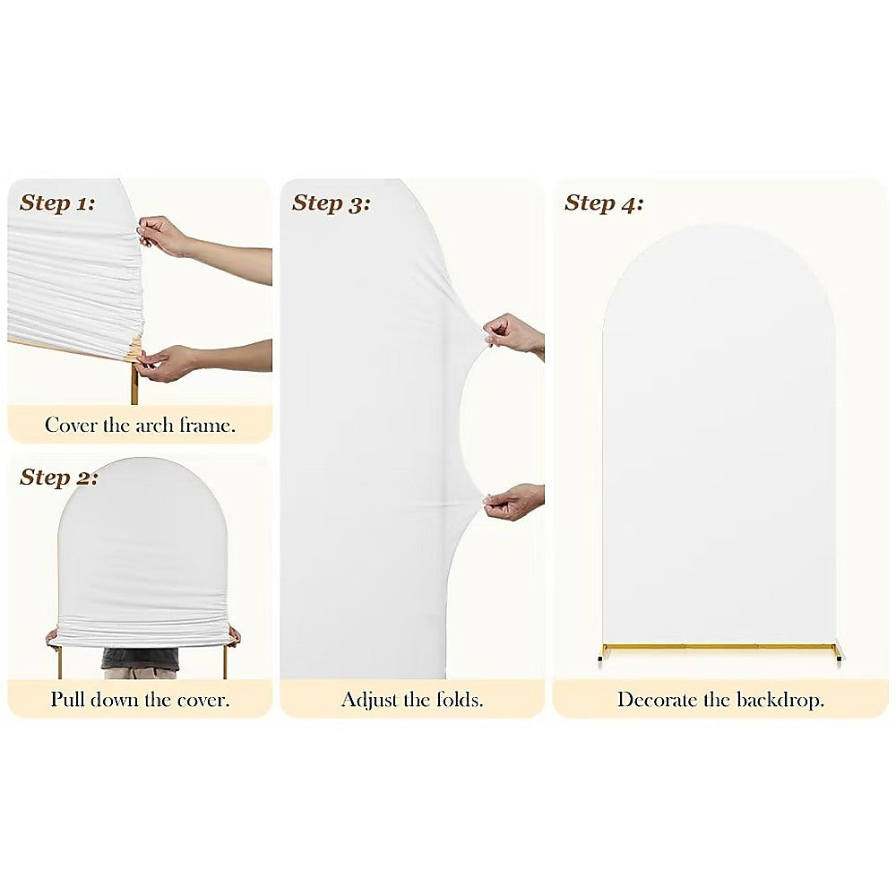 Arch Backdrop Stand with White & Yellow Cover Set for Weddings Events