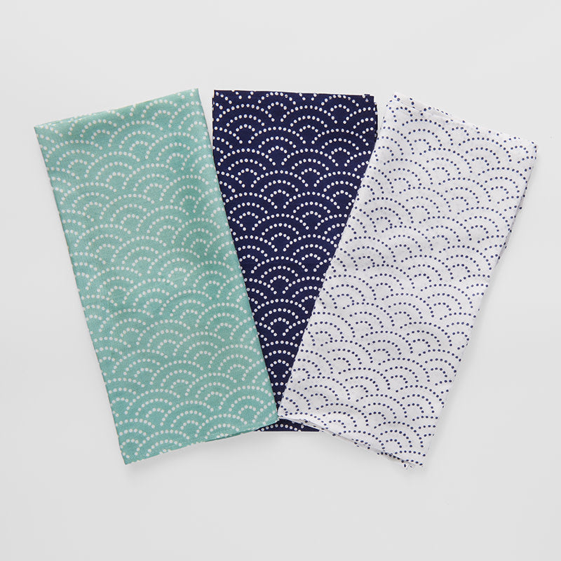 Furoshiki Gift Wrap 50cm Wave Pattern On Blue