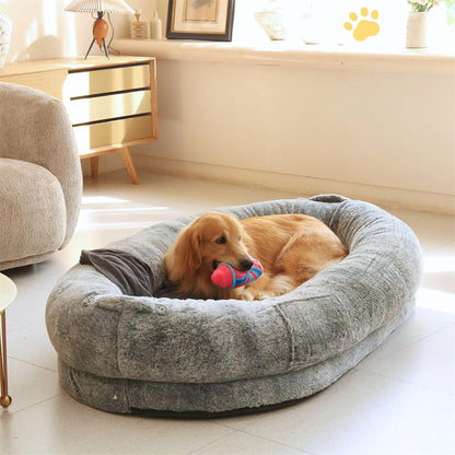 Xxl Human-Sized Dog Bed Washable Orthopedic Pet Bed Bean Bag With Soft Blanket